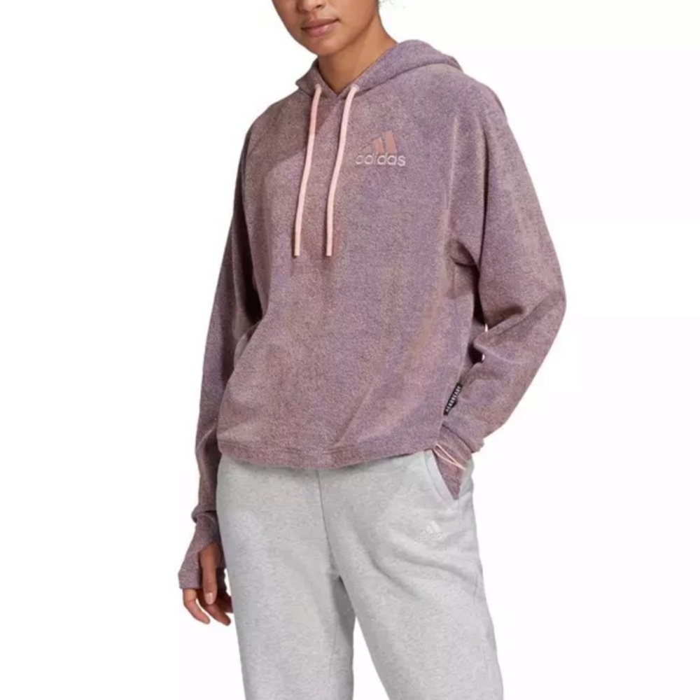 ADIDAS Team Royal Blue/Haze Coral Melange AEROREADY Light-Weight Pullover Hoodie